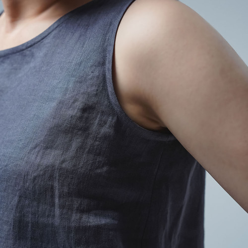 wafu】雅亜麻 Linen tank top リネン タンクトップ / 白色 p004b