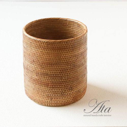 翌日発送】伝統工芸アタ細工の小ぶりなゴミ箱♪ キッチンツール入れ