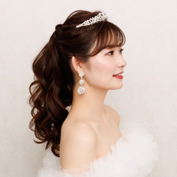 ティアラ　ウエディング　　スワロ　ビジュー　前撮り　シルバー　挙式用ティアラTLM234 11枚目の画像