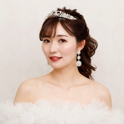 ティアラ　ウエディング　　スワロ　ビジュー　前撮り　シルバー　挙式用ティアラTLM234 7枚目の画像