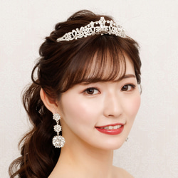 ティアラ　ウエディング　　スワロ　ビジュー　前撮り　シルバー　挙式用ティアラTLM234 10枚目の画像