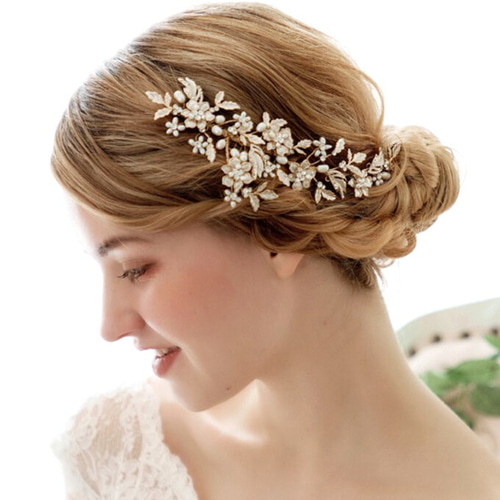 ウェディング ヘアアクセ ゴールド リーフ 花 ビジュー キラキラ ウェディング ヘアアクセ ゴールド リーフ 花 ビジュー キラキラ