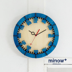 ステンドグラスの(Φ20)掛け時計＜ブルー＞ (CL03A)＜壁掛け時計