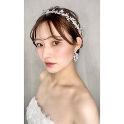 バックカチューシャ クリスタル　ビジュー　ウェディングヘアアクセサリー リーフ  髪飾り ヘッドドレス LM458 4枚目の画像