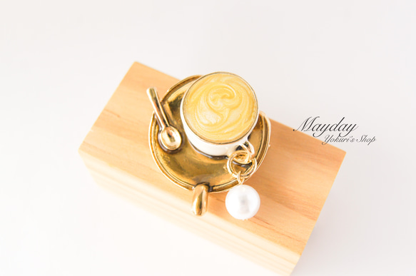 『優雅な午後〜香りカプチーノコーヒーのブローチ』 3枚目の画像