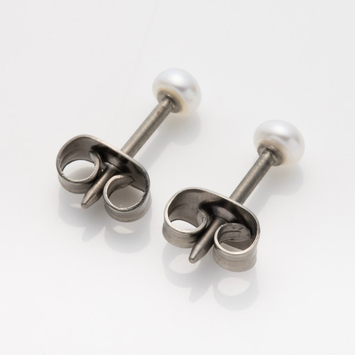 淡水パール セカンドピアス 3mm 純チタン 太軸 【1-2-3】金属