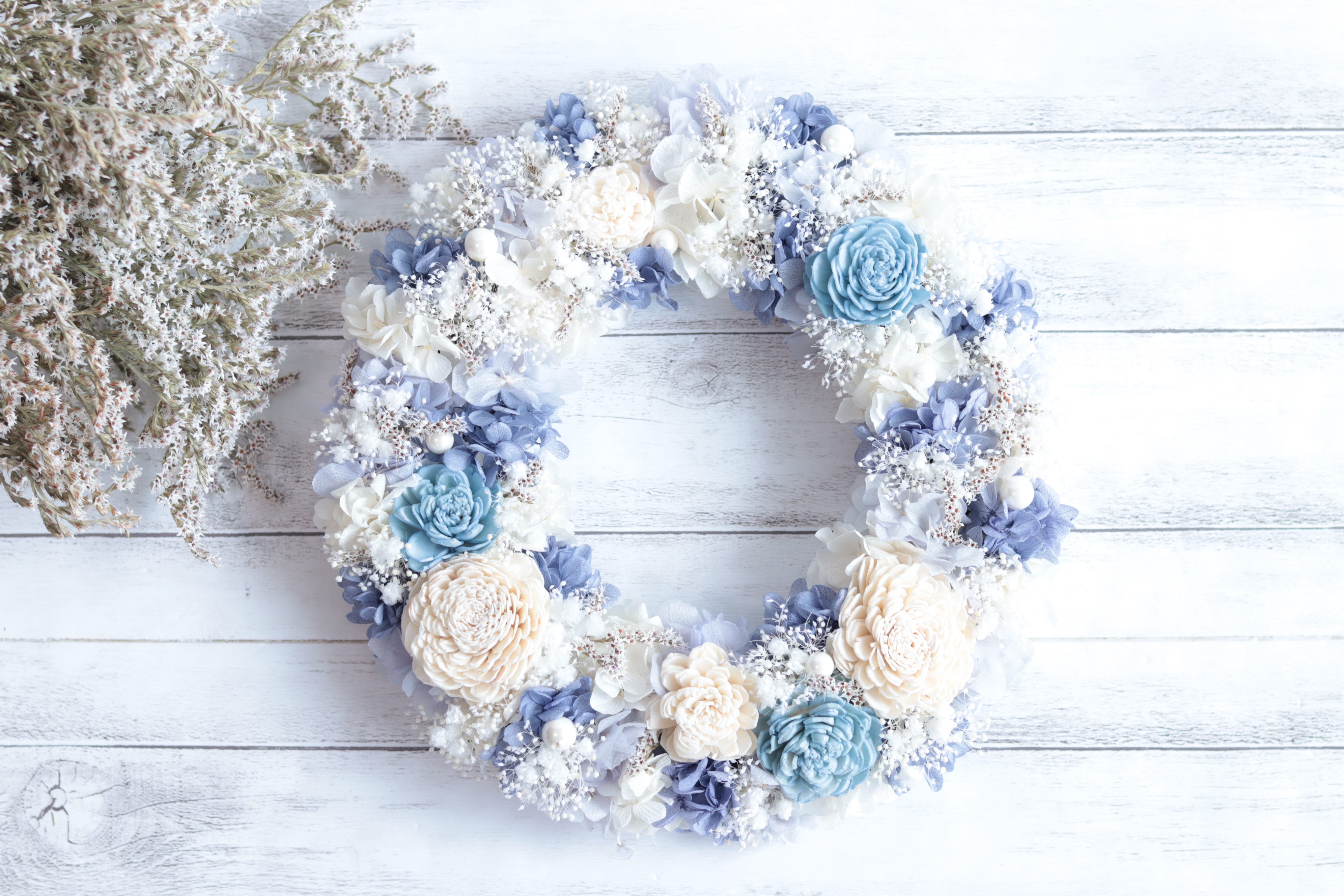 海のナチュラルリース＊ウェルカムボード付きに変更可＊受付・ウェルカムスペース＊結婚・誕生日・母の日・贈り物ギフト