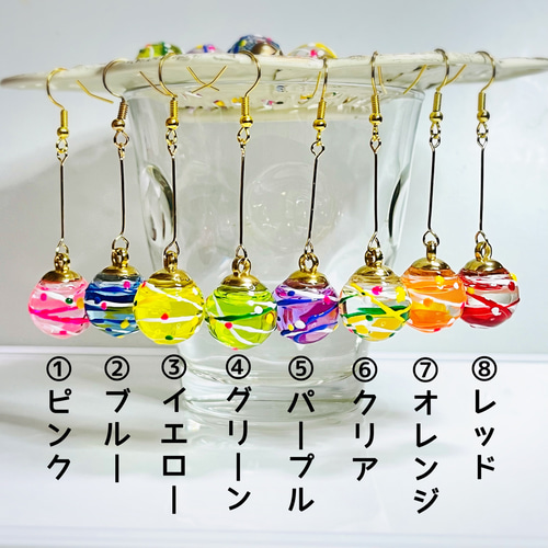 片耳販売‼️】手描き✨水風船ヨーヨーピアス、イヤリング✨夏祭り