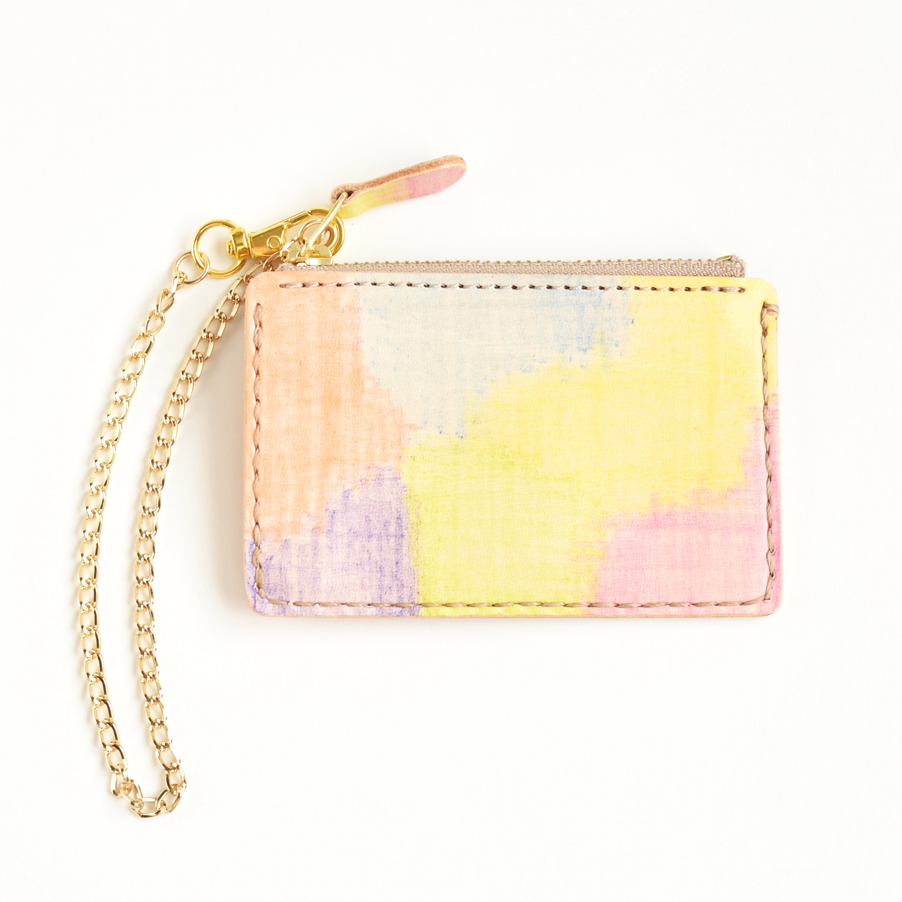 革の手染めパスケース「春風（ファスナー付きパスケース）」