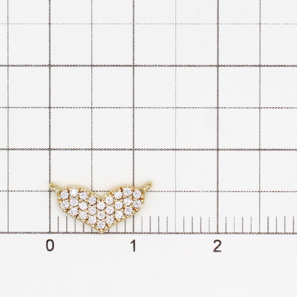 真鍮製パーツ ハートCZ付 ゴールド 1ヶ　2210426BRP 3枚目の画像