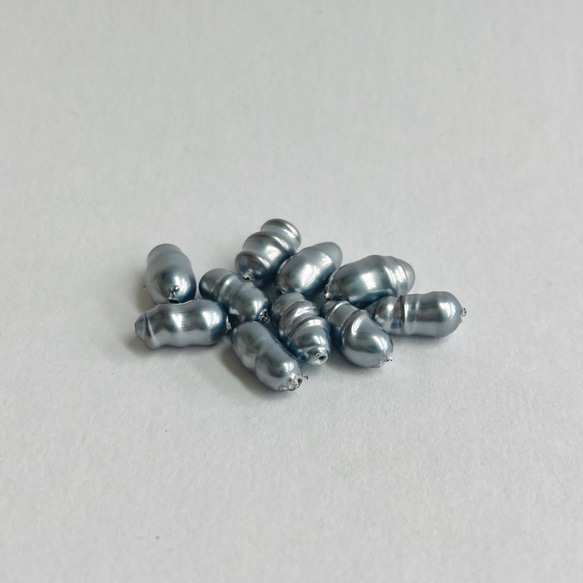 ガラスバロックパール両穴/約6x10mm/ブルーグレー/10ヶ入/made in japan 2枚目の画像