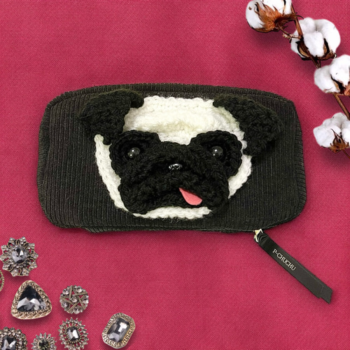 ハンドメイド ☆ ふわふわポーチ パグ ハンドメイド ふわふわポーチ パグ