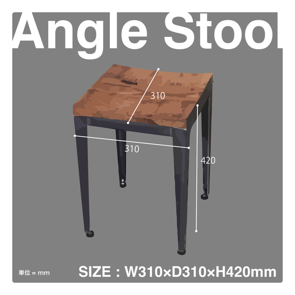 [Angle Low Stool] ダイニングチェア 椅子 チェア 無垢 オーク 帆布 レザー スツール ‐61_l‐ 3枚目の画像