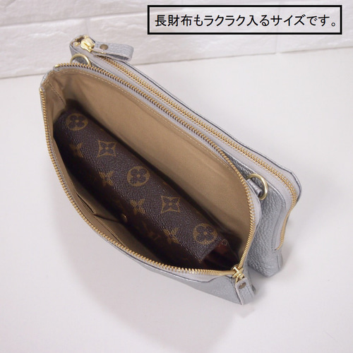 ☆ハンドメイド☆本革☆お財布ポシェット☆ダブルファスナー