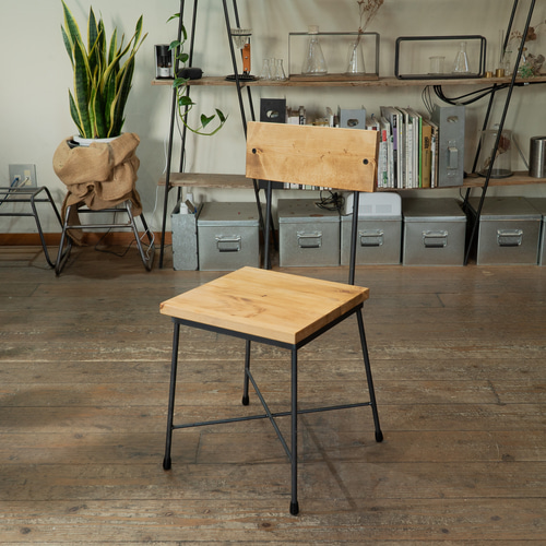 送料無料】ダイニングチェア/椅子/パイン材/アイアン脚