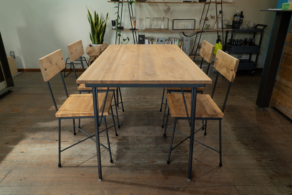 【送料無料】【セット割引】PINE DINING TABLE SET(テーブル1200、木材椅子4脚) 1枚目の画像