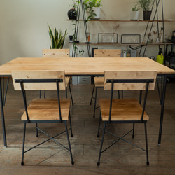 【送料無料】【セット割引】PINE DINING TABLE SET(テーブル1500、木材椅子4脚) 2枚目の画像