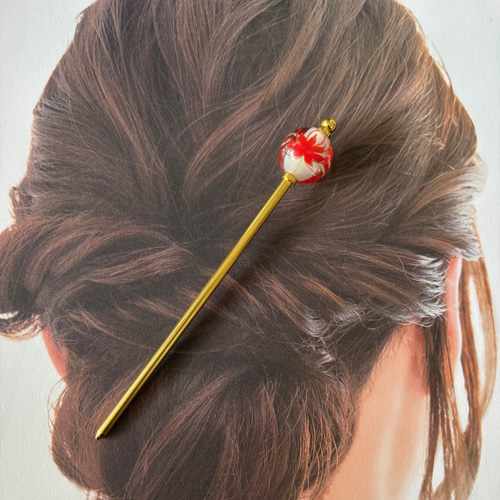 かんざし 彼岸花のとんぼ玉 曼珠沙華 赤 レッド 秋 紅葉 トンボ