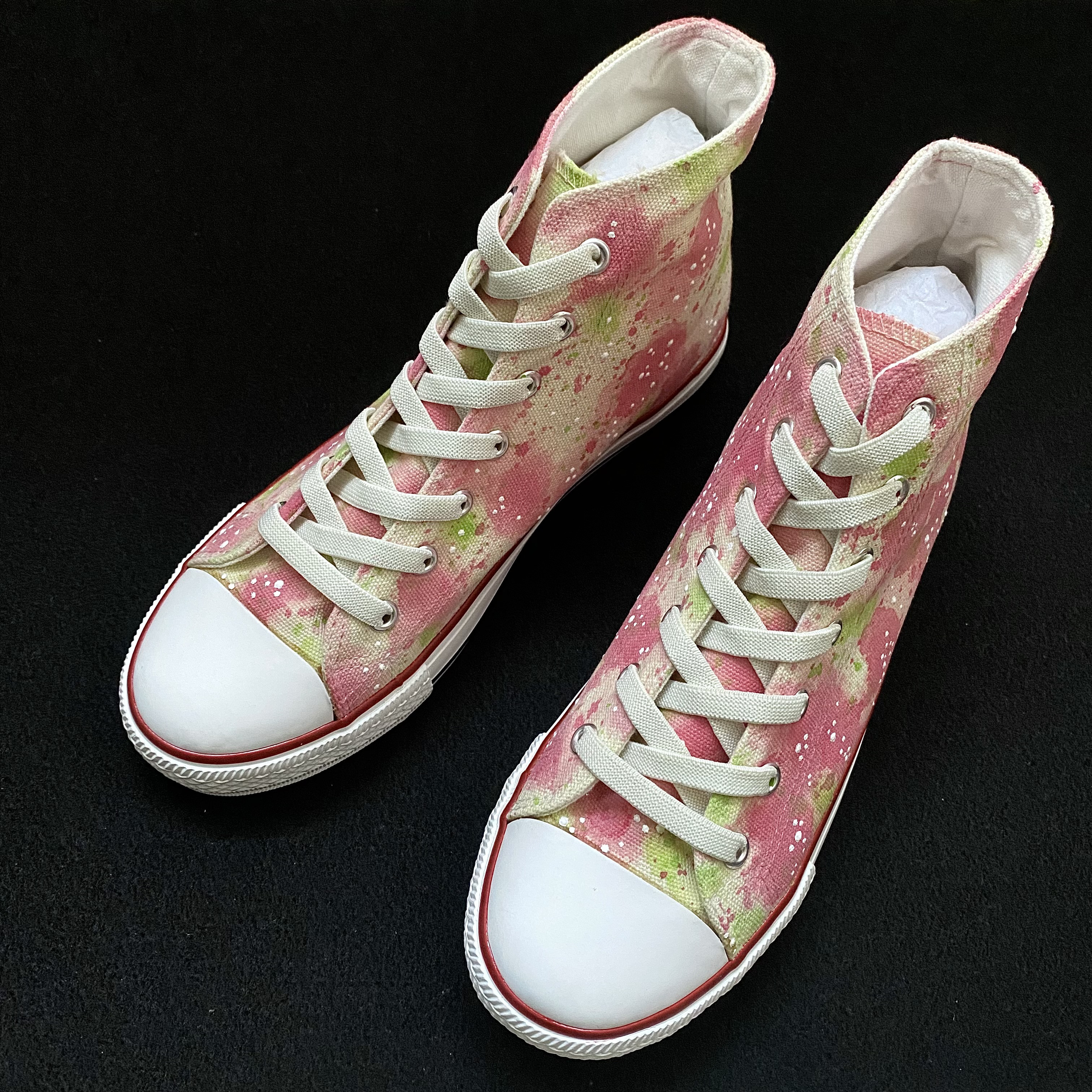 花畑風  〈彩〉ピンク ハイカットスニーカー【受注制作】