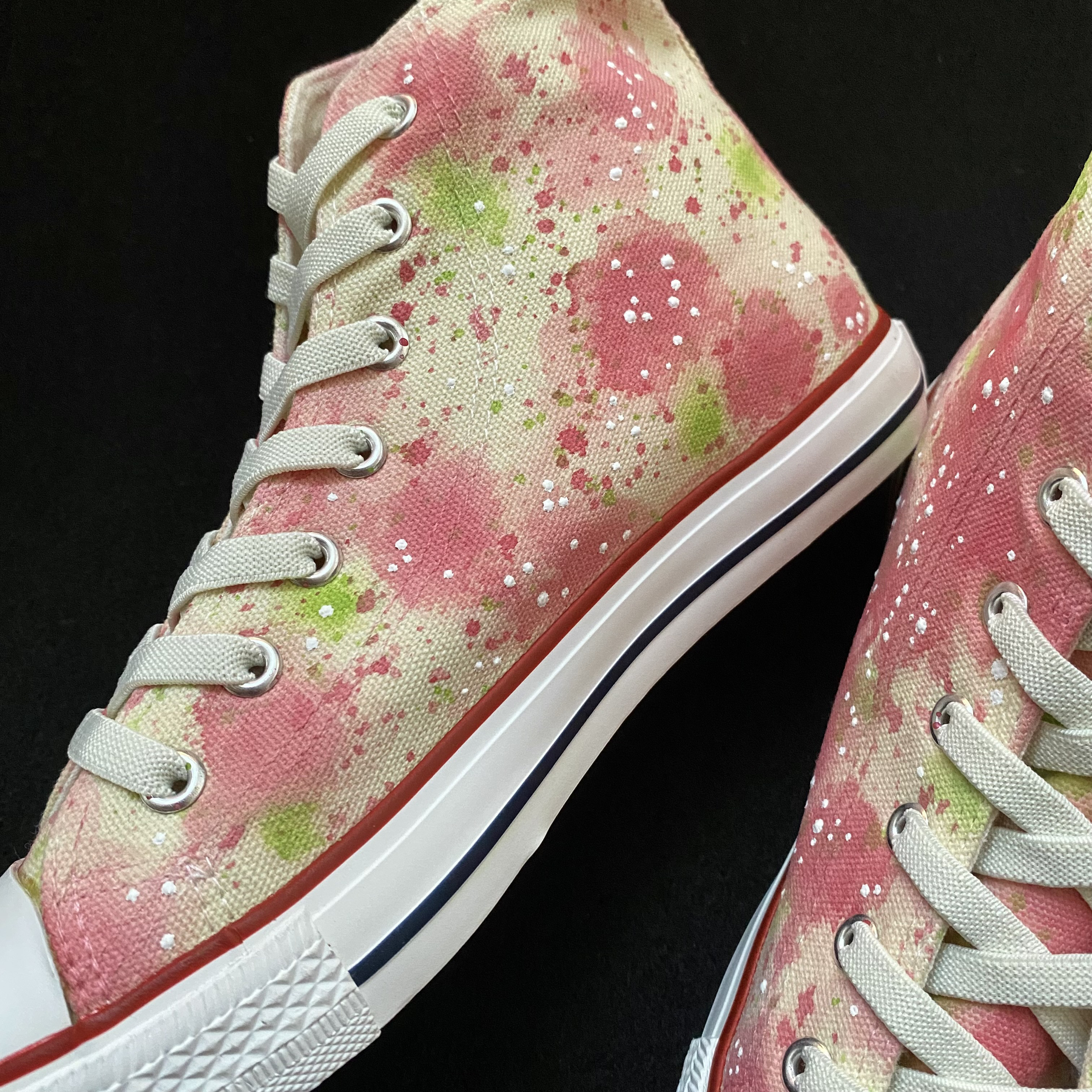 花畑風  〈彩〉ピンク ハイカットスニーカー【受注制作】