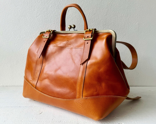 受注製作（納期1.5~2か月）】栃木レザー＊ヌメ革がまぐちリュック