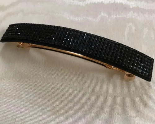 ラインストーン シンプル バレッタ ブラック 他カラーもオーダー