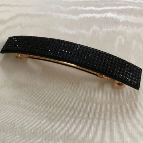 【美品】acca アッカ バレッタ ブラック 黒 ラインストーン ラインストーン シンプル バレッタ ブラック 他カラーもオーダー