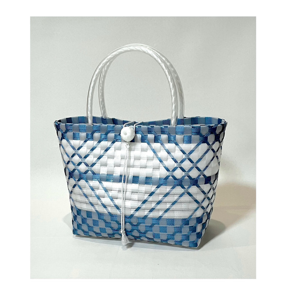 メタリックブルー プラカゴ ～Mサイズ～ ppバンドバッグ プラかご