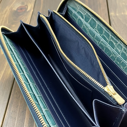 クロコダイル ロングウォレット ブルージーン 財布 小銭入れ 本革 デリカド 15枚目の画像