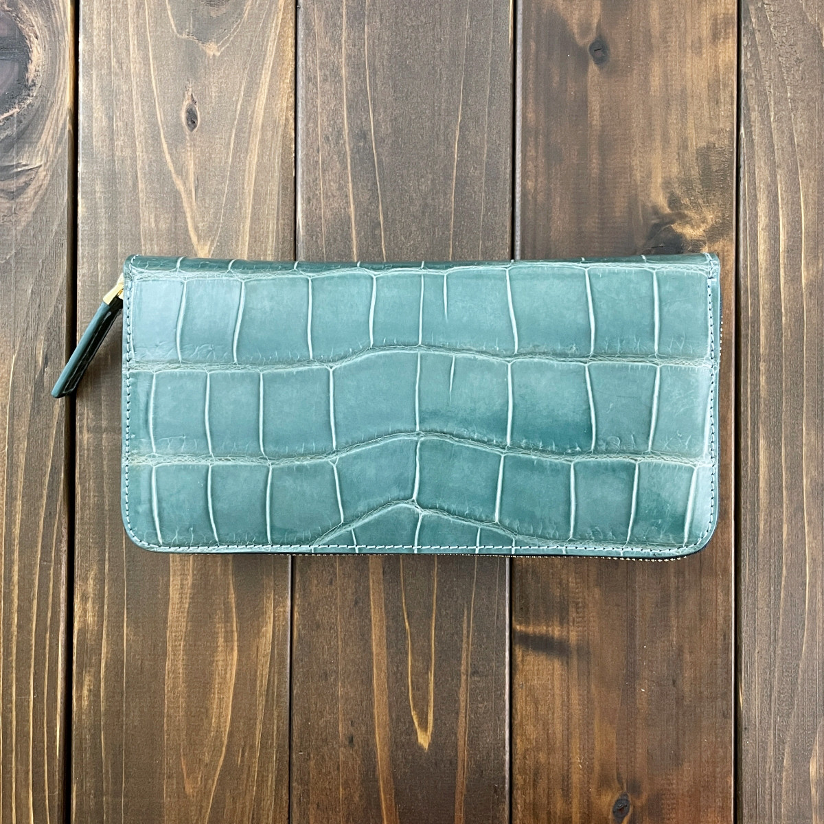 クロコダイル ロングウォレット ブルージーン 財布 小銭入れ 本革 デリカド