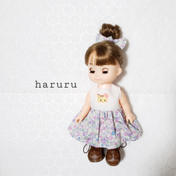 ワンピースとヘアゴムセット 花柄10 26cmサイズ ドールドレス