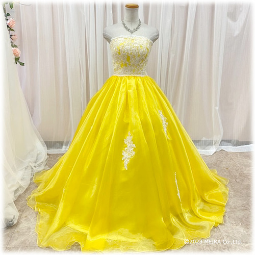 ドレスルームアミイエロードレス サイズフリー 結婚式 パーティー 舞踏会 ドレスルームアミイエロードレス サイズフリー 結婚式
