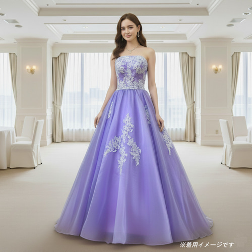 カラードレス ラベンダー 9号11号13号15号17号 刺繍 プリンセスライン