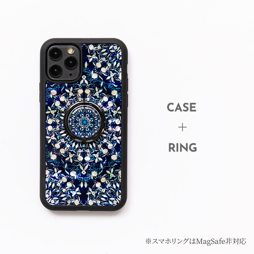 iPhone17 対応☆ 天然貝 螺鈿アート フラワーファンタジー・ディープ