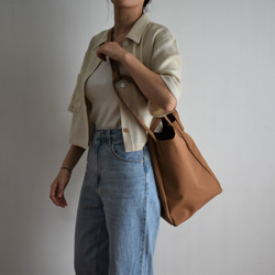 DROP1 SHOULDER TOTE BAG（モカ/ベージュ）3WAY 斜め掛け トートバッグ 帆布 大容量 5枚目の画像