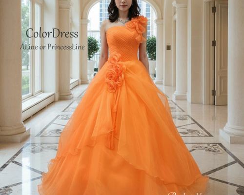 カラードレス オレンジ 5号7号9号 花嫁 結婚式 二次会 演奏会 発表会