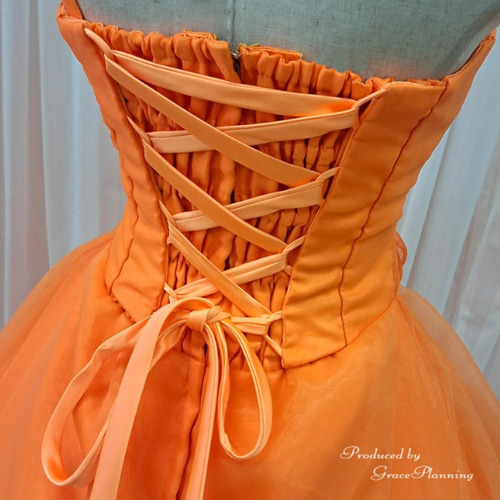 新品未使用　kastane オケージョンドレス　 オレンジ 結婚式/オケージョンドレス】Bell sleeve color dress | Kastane