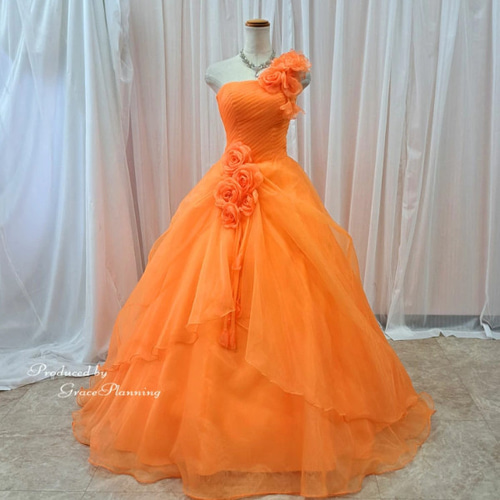 カラードレス オレンジ 5号7号9号 花嫁 結婚式 二次会 演奏会 発表会