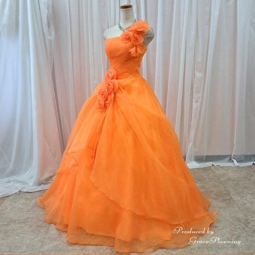 オレンジ　カラードレス カラードレス オレンジ 5号7号9号 花嫁 結婚式 二次会 演奏会 発表会