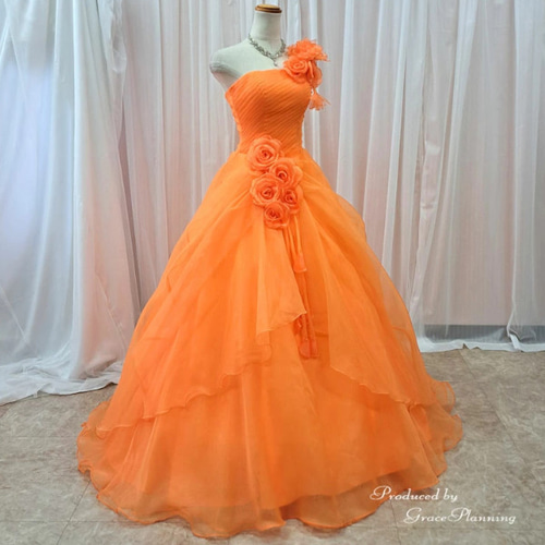 カラードレス オレンジ 5号7号9号 花嫁 結婚式 二次会 演奏会 発表会