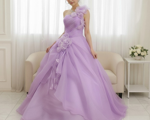 カラードレス ラベンダー 5号～11号 プリンセスライン 花嫁 結婚式