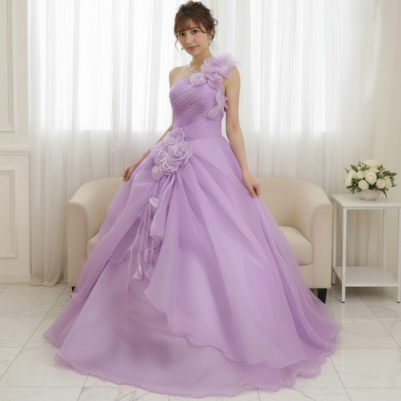 カラードレス ラベンダー 5号～11号 プリンセスライン 花嫁 結婚式