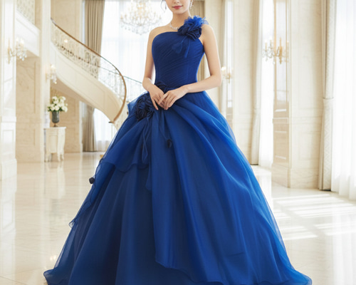 即発送 今週限定価格 DressRoomAmi ロイヤルブルー ロングドレス M