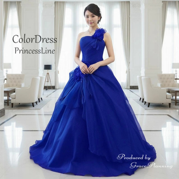 美品 AIMER カラードレス  ブルー 9号 AIMER カラードレス 9号 ブルー 刺繍入り✨結婚式 披露宴 発表会