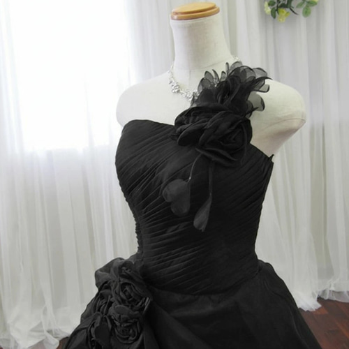 カラードレス ブラック 黒 7号9号11号 花嫁 結婚 二次会 演奏会 発表会