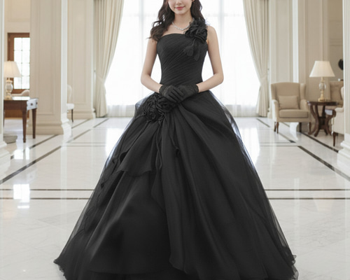 カラードレス ブラック 黒 7号9号11号 花嫁 結婚 二次会 演奏会 発表会