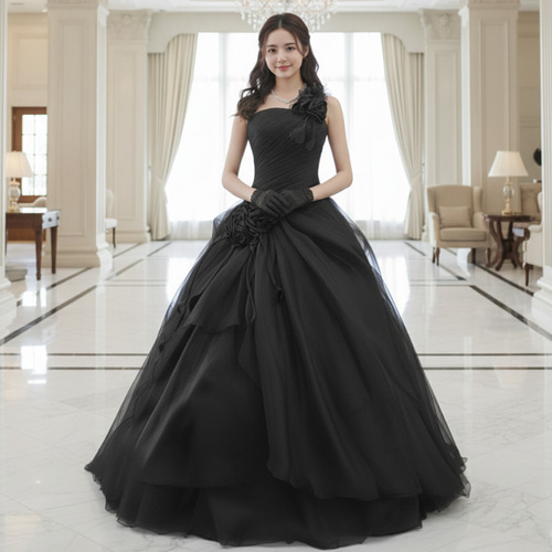 ロングドレス 黒 9号 演奏会ドレス ツイードFINE FEATHERS ロング