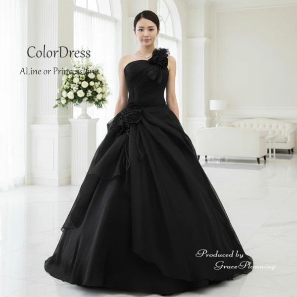 カラードレス　ブラック 黒　7号9号11号　花嫁　結婚　二次会　演奏会　発表会ロングドレス　51436 10,074円