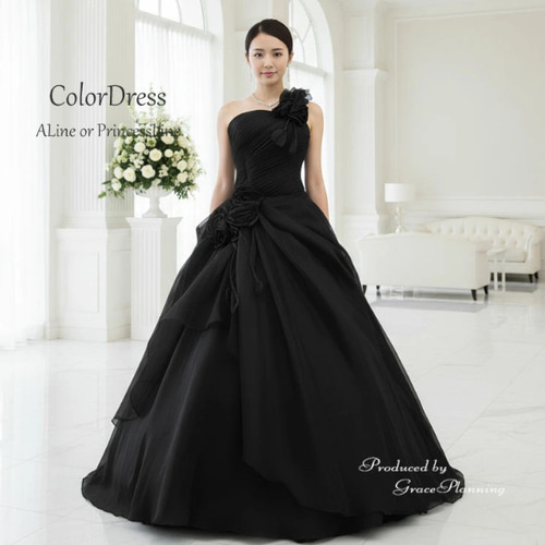 カラードレス ブラック 黒 7号9号11号 花嫁 結婚 二次会 演奏会 発表会