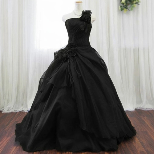 カラードレス ブラック 黒 7号9号11号 花嫁 結婚 二次会 演奏会 発表会